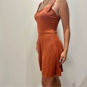 Small terracotta colored comfortable summer and fall dress